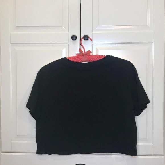 H&M Divided crop top black green chevron M - Picture 2 of 5